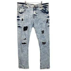 ARKETYPE Acid Wash Jeans Men's Size 40x32 Distressed Patches Y2K Streetwear